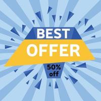Best offer. Sale banner. 50 percent off. Vector illustration