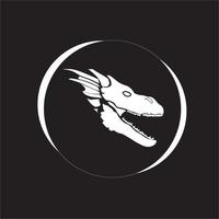 Logo design template, with a dragon head icon in a circle isolated in black background vector