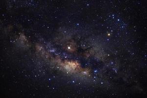 Milky way galaxy with stars and space dust in the universe, Long exposure photograph, with grain. photo
