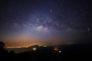 milky way galaxy at Doi inthanon Chiang mai, Thailand. Long exposure photograph. With grain photo