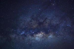 Close up of Milky way galaxy with stars and space dust in the universe, Long exposure photograph, with grain. photo