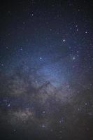 Close up of Milky way galaxy with stars and space dust in the universe, Long exposure photograph, with grain. photo