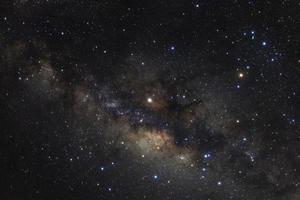Close up of milky way galaxy with stars and space dust in the universe, Long exposure photograph, with grain. photo