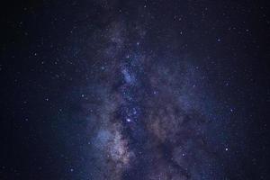 Close up of Milky way galaxy with stars and space dust in the universe, Long exposure photograph, with grain. photo