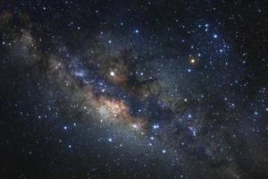 Milky way galaxy with stars and space dust in the universe, Long exposure photograph, with grain. photo