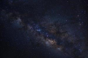 The Center of Milky way galaxy with stars and space dust in the universe, Long exposure photograph, with grain. photo