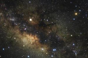 Milky way galaxy with stars and space dust in the universe, Long exposure photograph, with grain. photo