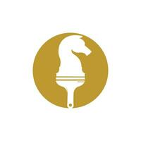 Chess paint vector logo design template. Chess horse with paint brush icon design.