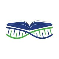 DNA book vector logo design. Genetical book vector logo template.