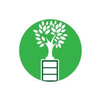 diseño de ilustración de diseño de plantilla de logotipo de naturaleza ecológica y batería. plantilla de logotipo de energía verde. vector