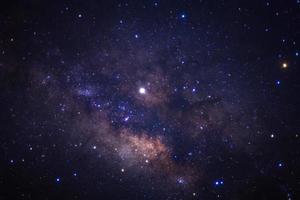 The center of the milky way galaxy with stars and space dust in the universe, Long exposure photograph, with grain photo