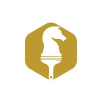 Chess paint vector logo design template. Chess horse with paint brush icon design.