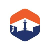 diseño de logotipo de vector de caballero de ajedrez de graduación. concepto de logotipo vectorial de estrategia educativa.