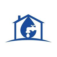 plantilla de negocio de diseño de logotipo de vector de plomería. ilustración de la plantilla de diseño del logotipo de la casa de plomería del grifo.