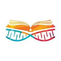 diseño del logotipo del vector del libro de adn. plantilla de logotipo de vector de libro genético.