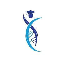 plantilla de logotipo de vector de adn de estudiante. concepto de diseño del logotipo del vector de educación genética.