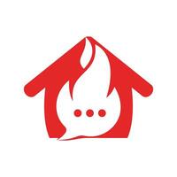 Hot talk vector logo design. Fire chat icon logo design concept.