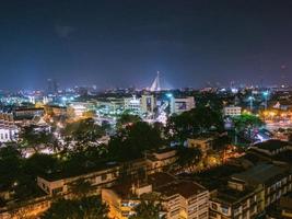 vista del paisaje urbano de bangkok desde el monte dorado en el templo de wat saket tailandia. el destino turístico emblemático de la ciudad de bangkok tailandia foto