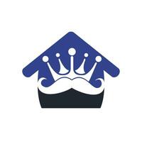 Mustache king vector logo design. Elegant stylish mustache crown logo.