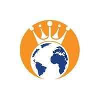 King Planet Vector Logo Design. Globe King Logo Icon Design.