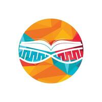 DNA book vector logo design. Genetical book vector logo template.