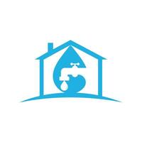 plantilla de negocio de diseño de logotipo de vector de plomería. ilustración de la plantilla de diseño del logotipo de la casa de plomería del grifo.