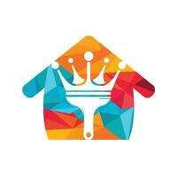 King paint vector logo design. Crown and paint brush icon.