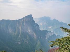 beautiful view on Tianmen mountain with clear Sky in zhangjiajie city China.Tianmen mountain the travel destination of Hunan zhangjiajie city China photo