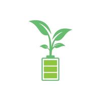diseño de ilustración de diseño de plantilla de logotipo de naturaleza ecológica y batería. plantilla de logotipo de energía verde. vector