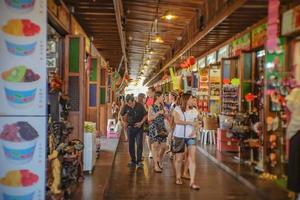 Chonburi Thailand - June 17 2017 Unacquainted Thai People Walking in Pattaya Floating Market.Chonburi Thailand Travel.Pattaya Floating Market is the Famous Floating Market near Pattaya and very Popula photo