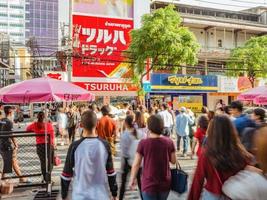 bangkok.Thailand - 26 june 2018.Motion of Unacquainted people walking in siam square at bangkok city thailand.Bangkok city travel Landmark.Siam square road is very famous for Teenager in bangkok city photo