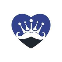 Mustache king vector logo design. Elegant stylish mustache crown logo.