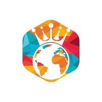 diseño del logotipo vectorial del planeta rey. diseño del icono del logotipo del rey del mundo. vector
