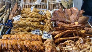 Sochi, Russia - July 27, 2022 Seafood on the store counter photo