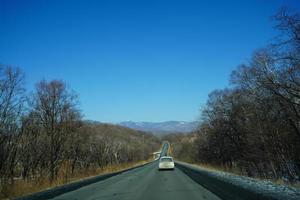 Livadia, Primorsky Krai- January 10, 2021  Highway with transport photo