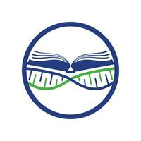 DNA book vector logo design. Genetical book vector logo template.