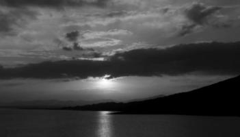 black and white sunset photo