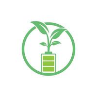 Eco nature and battery logo template design illustration design. Green energy logo template. vector