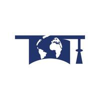 Study abroad vector logo design. Graduation cap and globe icon.