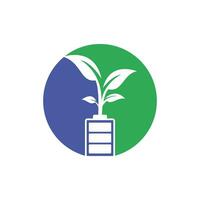 diseño de ilustración de diseño de plantilla de logotipo de naturaleza ecológica y batería. plantilla de logotipo de energía verde. vector