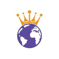 King Planet Vector Logo Design. Globe King Logo Icon Design.