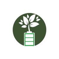 diseño de ilustración de diseño de plantilla de logotipo de naturaleza ecológica y batería. plantilla de logotipo de energía verde. vector