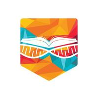 DNA book vector logo design. Genetical book vector logo template.