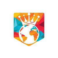 King Planet Vector Logo Design. Globe King Logo Icon Design.