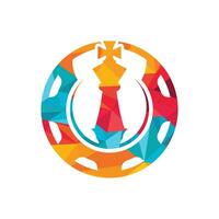 Gear Chess logo design vector illustration. Creative Chess logo design concept template.