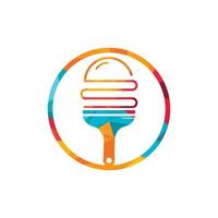 Paint brush and burger vector logo design. Artistic cafe and restaurant logo concept.