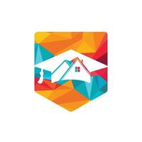 House school education logo design. Graduation hat and house icon design. vector