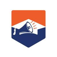 Megaphone with graduation cap vector icon design. Marketing education logo concept.