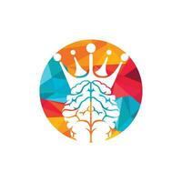 Smart king vector logo design. Human brain with crown icon design.