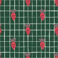 Simple strawberry seamless pattern. Hand drawn strawberries wallpaper. Fruits backdrop. vector